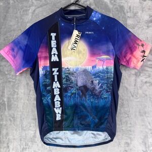 Primal Team Zimbabwe Cycling Jersey Men's Size Large‎  Rhino Safari Print